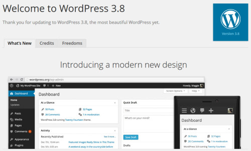 WordPress 3.8 About Page