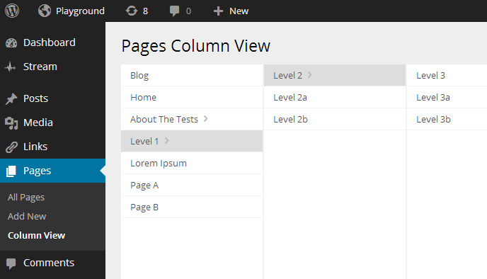 Column view of pages